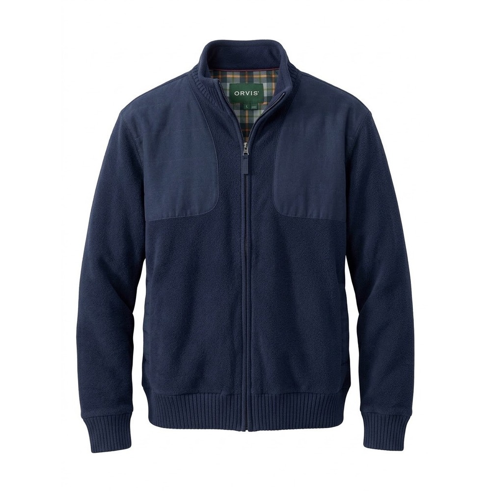 Orvis Foul Weather Lined Sweater‎ Jacket 14SF Mens Large Navy Blue Wool Full Zip